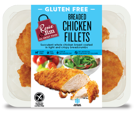 Rosie & Jim Gluten Free Breaded Chicken Fillet - Tray Chilled