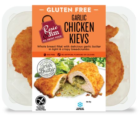Rosie & Jim Garlic Chicken Kiev Gluten Free - Tray Chilled Rosie & Jim Garlic Chicken Kiev Gluten Free - Tray Chilled
