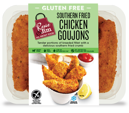 Rosie & Jim Southern Fried Chicken Goujons - Chilled Tray Rosie & Jim Southern Fried Chicken Goujons - Chilled Tray