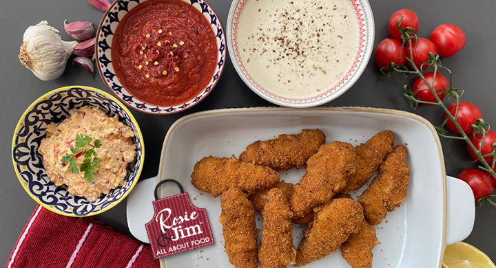 Gluten Free Chicken Goujons and 3 dips